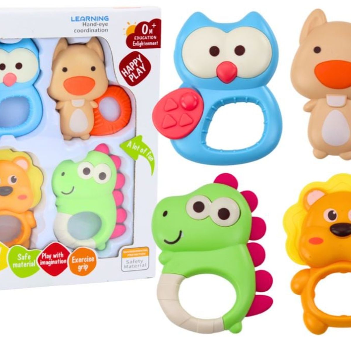 GENERICO - Set Sonajas con Mordedor 4 Piezas Para Bebés