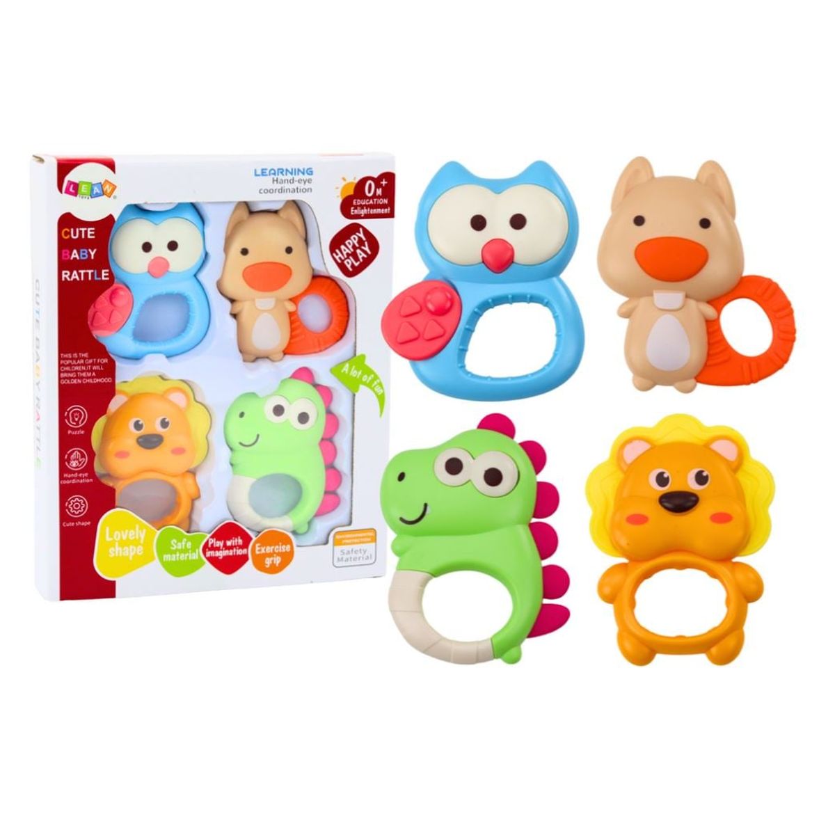 GENERICO - Set Sonajas con Mordedor 4 Piezas Para Bebés