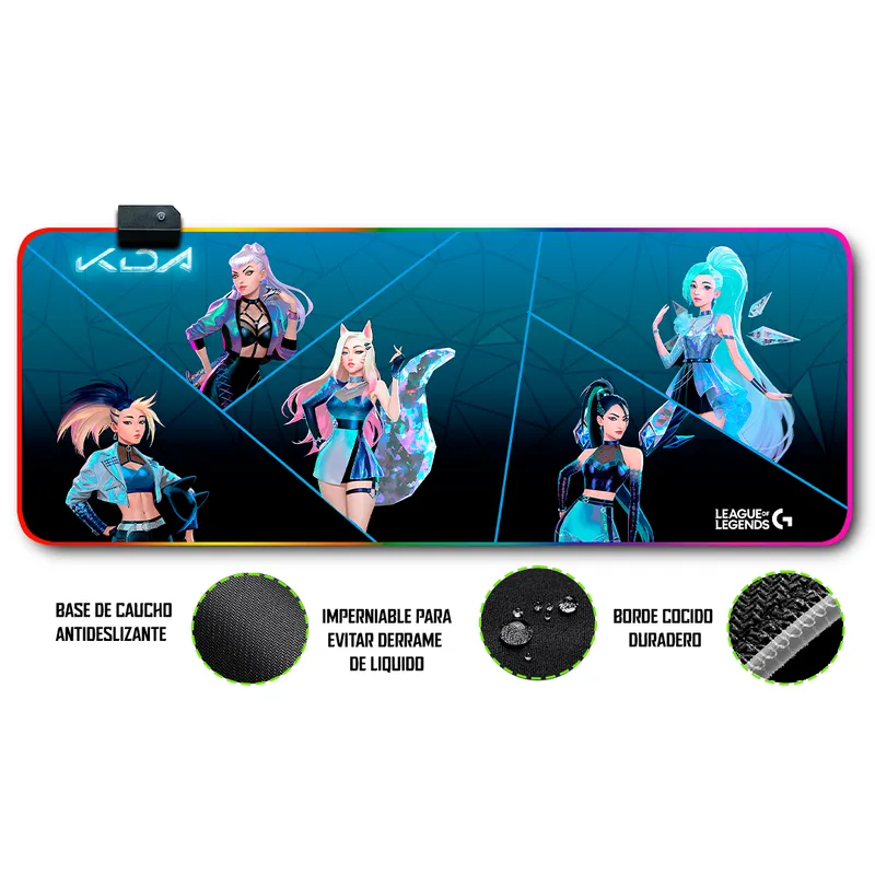 GENERICO - Mouse pad gamer antideslizante con luz rgb de 80x30 KDA