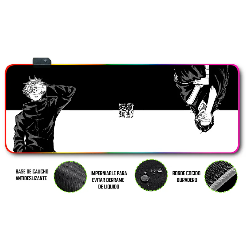 GENERICO - Mouse pad gamer antideslizante con luz rgb de 80x30 Jujutsu Kaisen HK