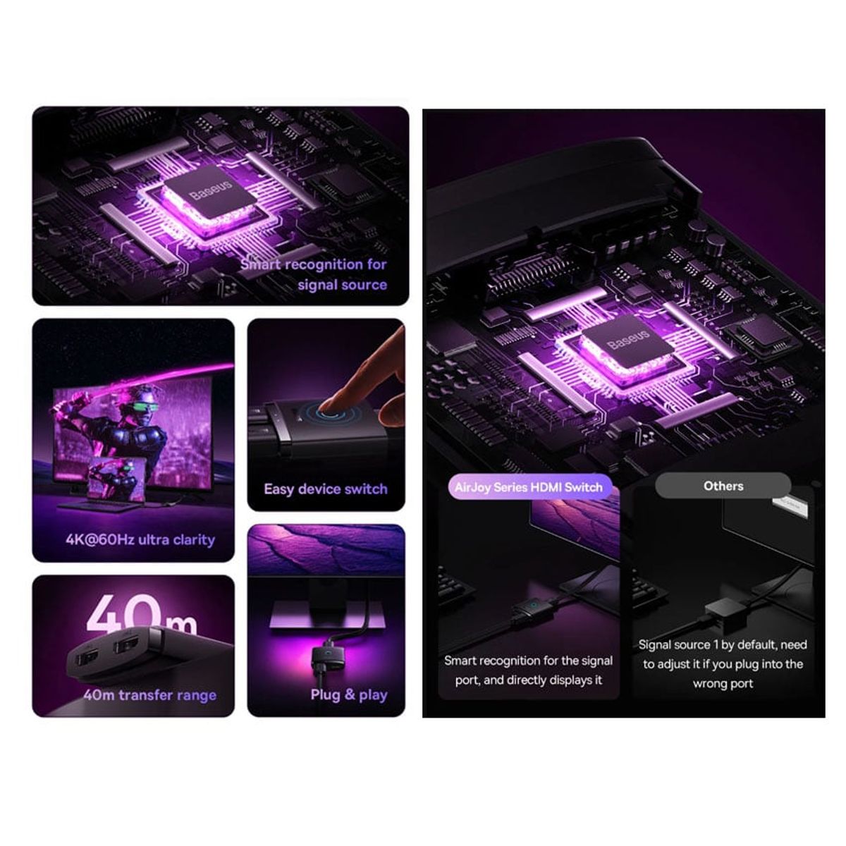 BASEUS - Adaptador Switch Baseus Bidireccional 2en1 4K HDMI PS5 TV Box S