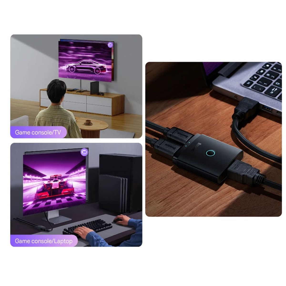 BASEUS - Adaptador Switch Baseus Bidireccional 2en1 4K HDMI PS5 TV Box S