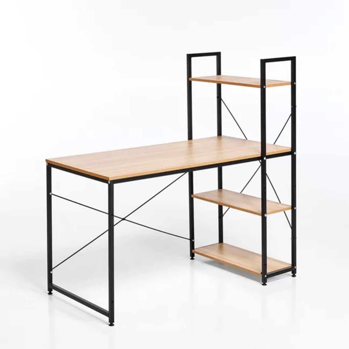 TU MESITA - Escritorio Moderno con Estanteria Metálica Empire color DunaNegro TU MESITA