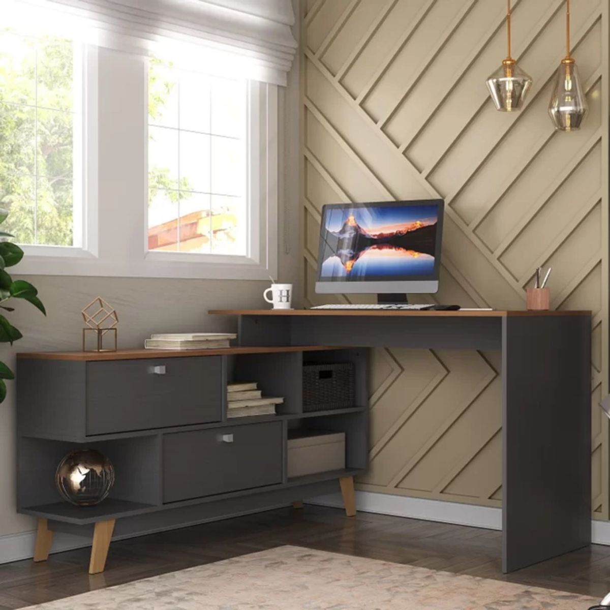 TU MESITA - Escritorio Moderno con Organizador Carpenter color NegroMarrón TU MESITA