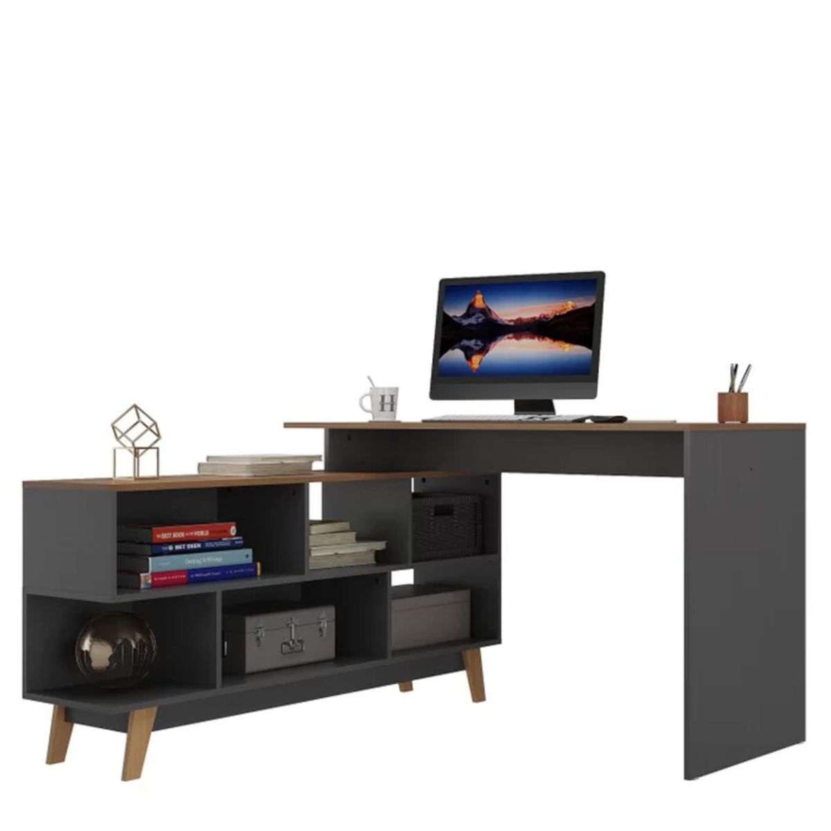 TU MESITA - Escritorio Moderno con Organizador Carpenter color NegroMarrón TU MESITA