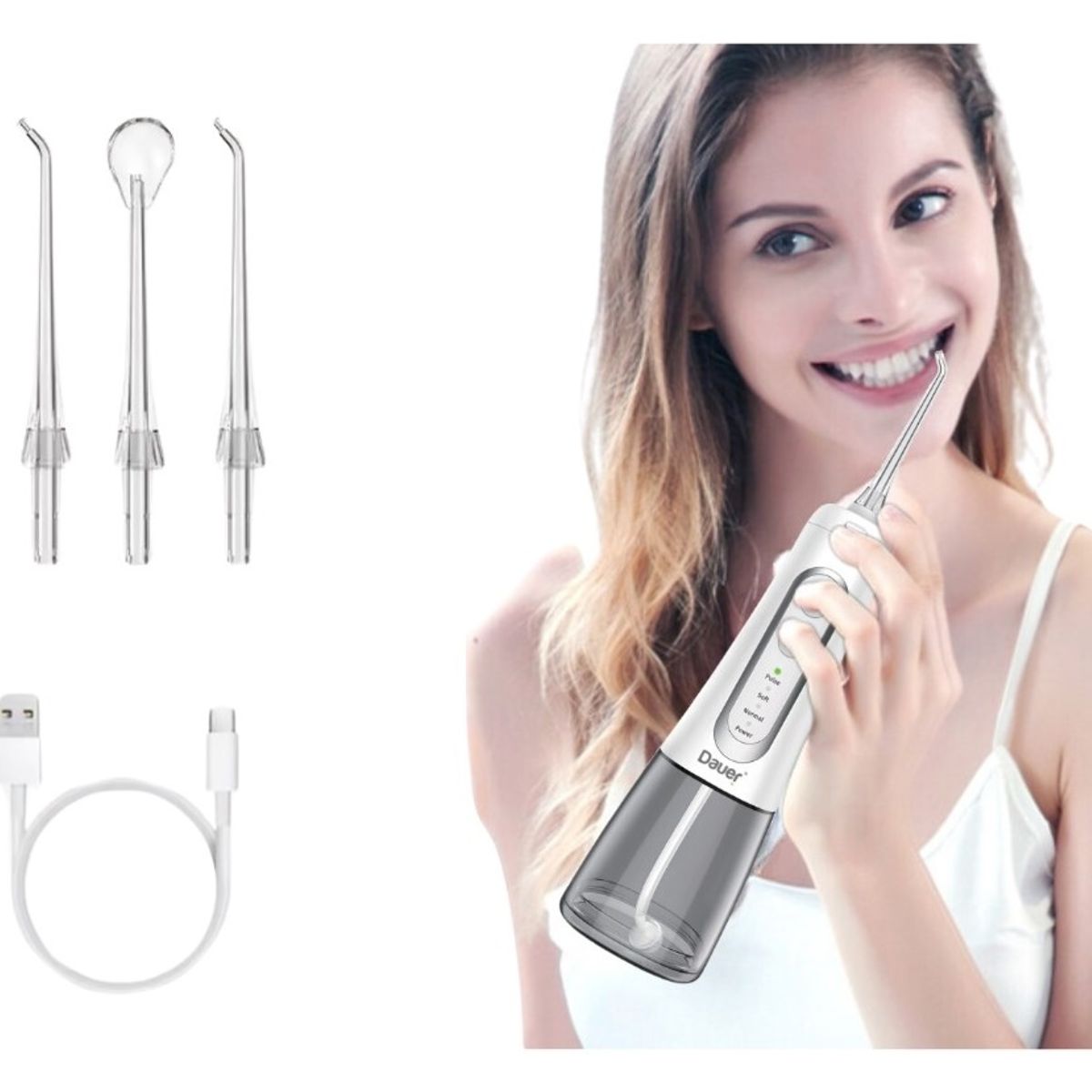 DAUER - Irrigador Bucal Eléctrico Inalámbrico Profesional Recargable