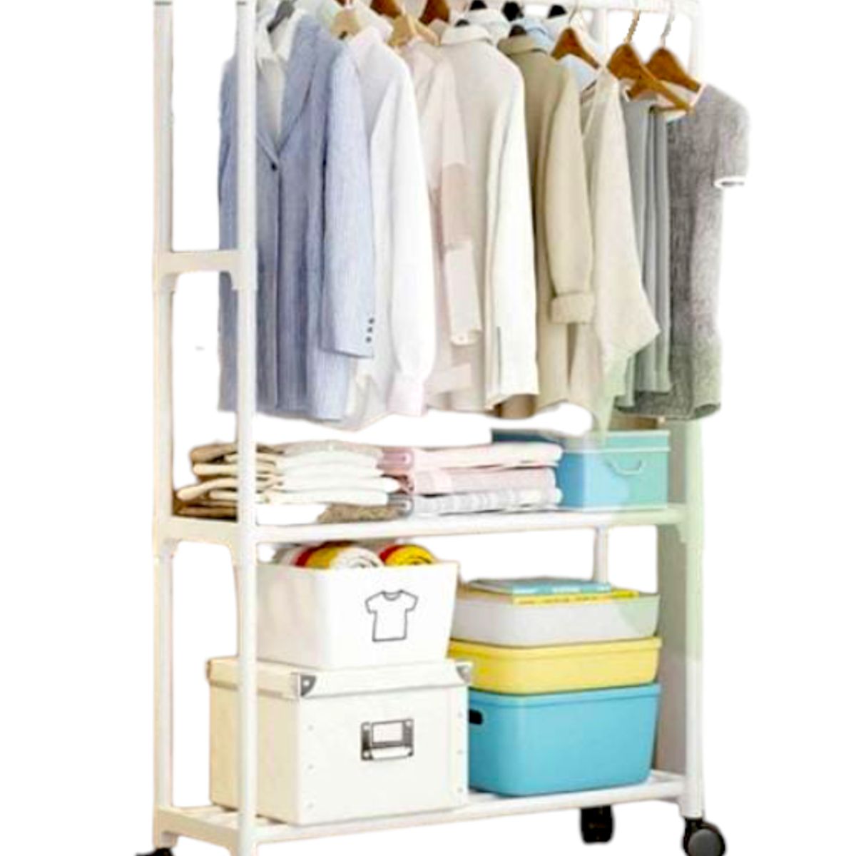 GENERICO - Perchero Organizador - Estante 2 pisos color blanco
