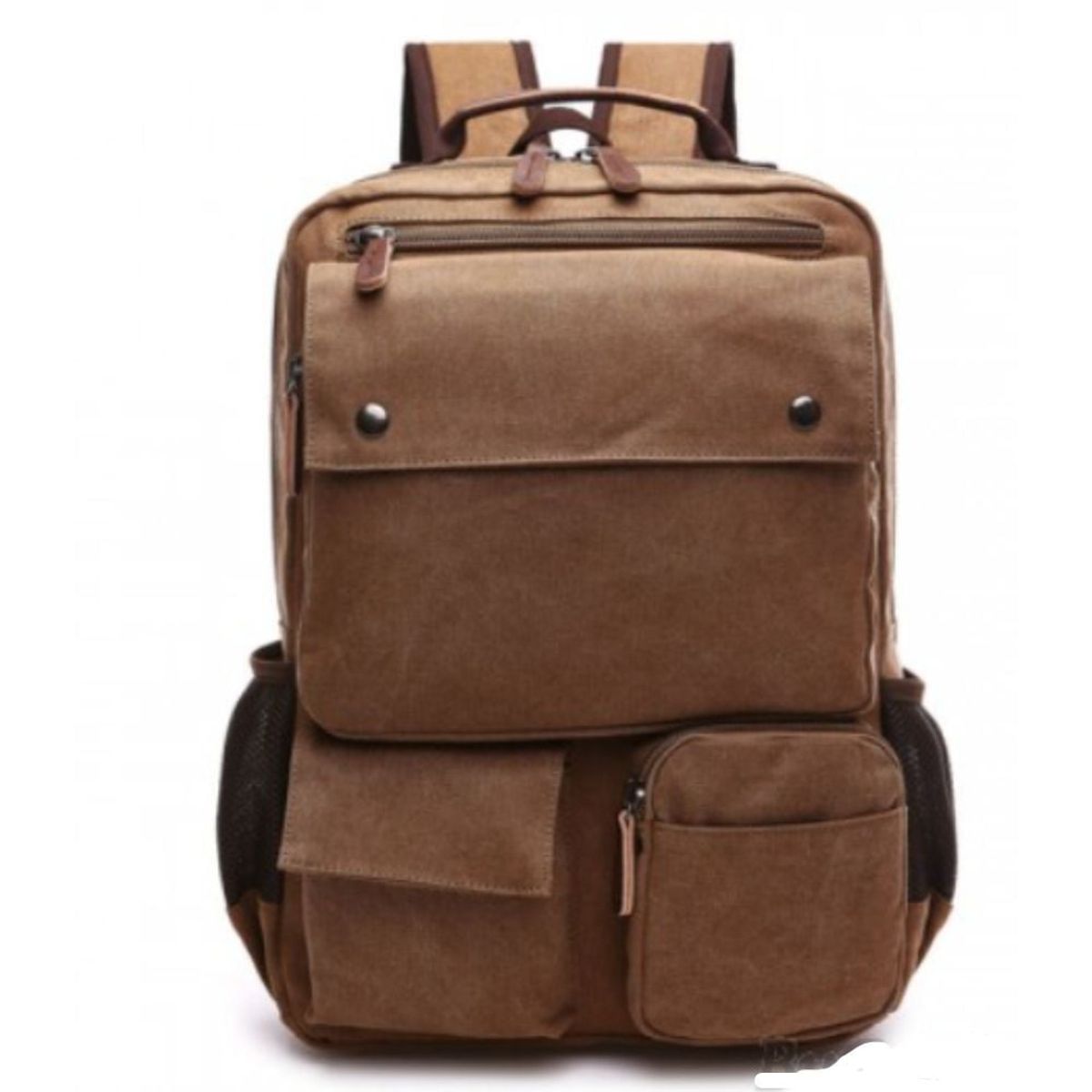 GENERICO - Mochila de lona gruesa color varios compartimientos