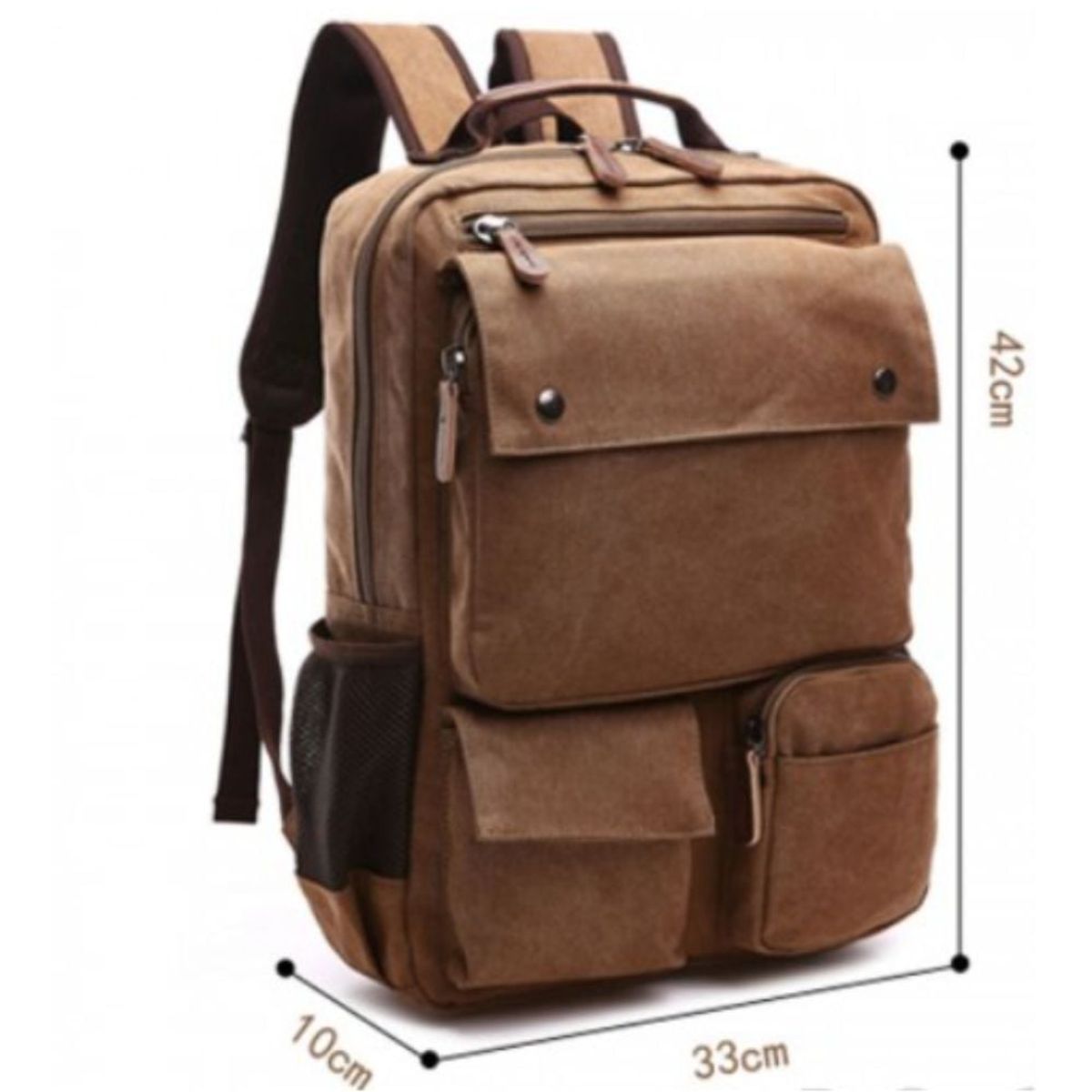 GENERICO - Mochila de lona gruesa color varios compartimientos