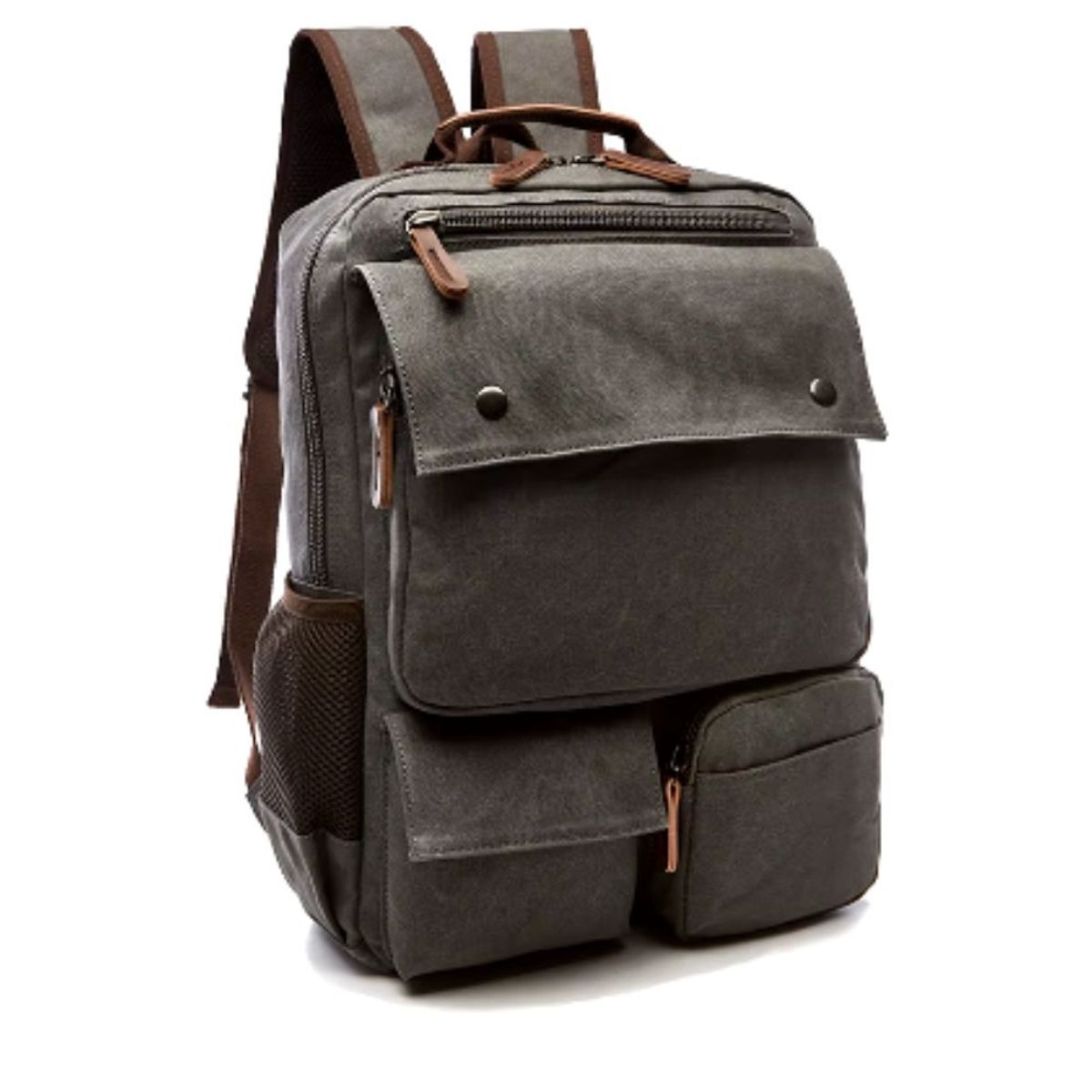 GENERICO - Mochila de lona gruesa color varios compartimientos