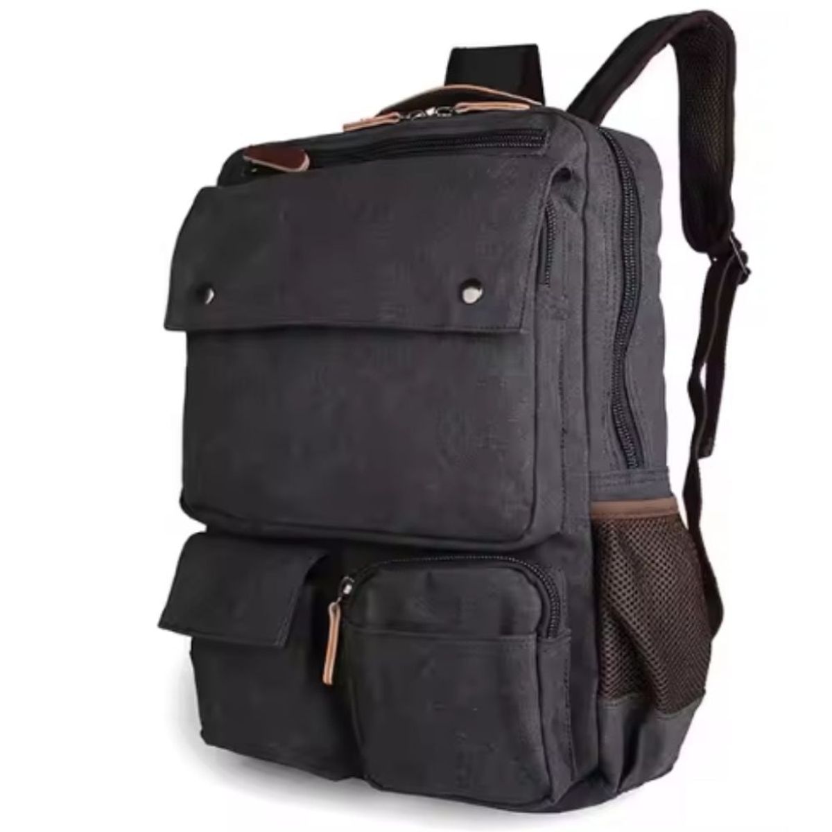 GENERICO - Mochila de lona gruesa color varios compartimientos