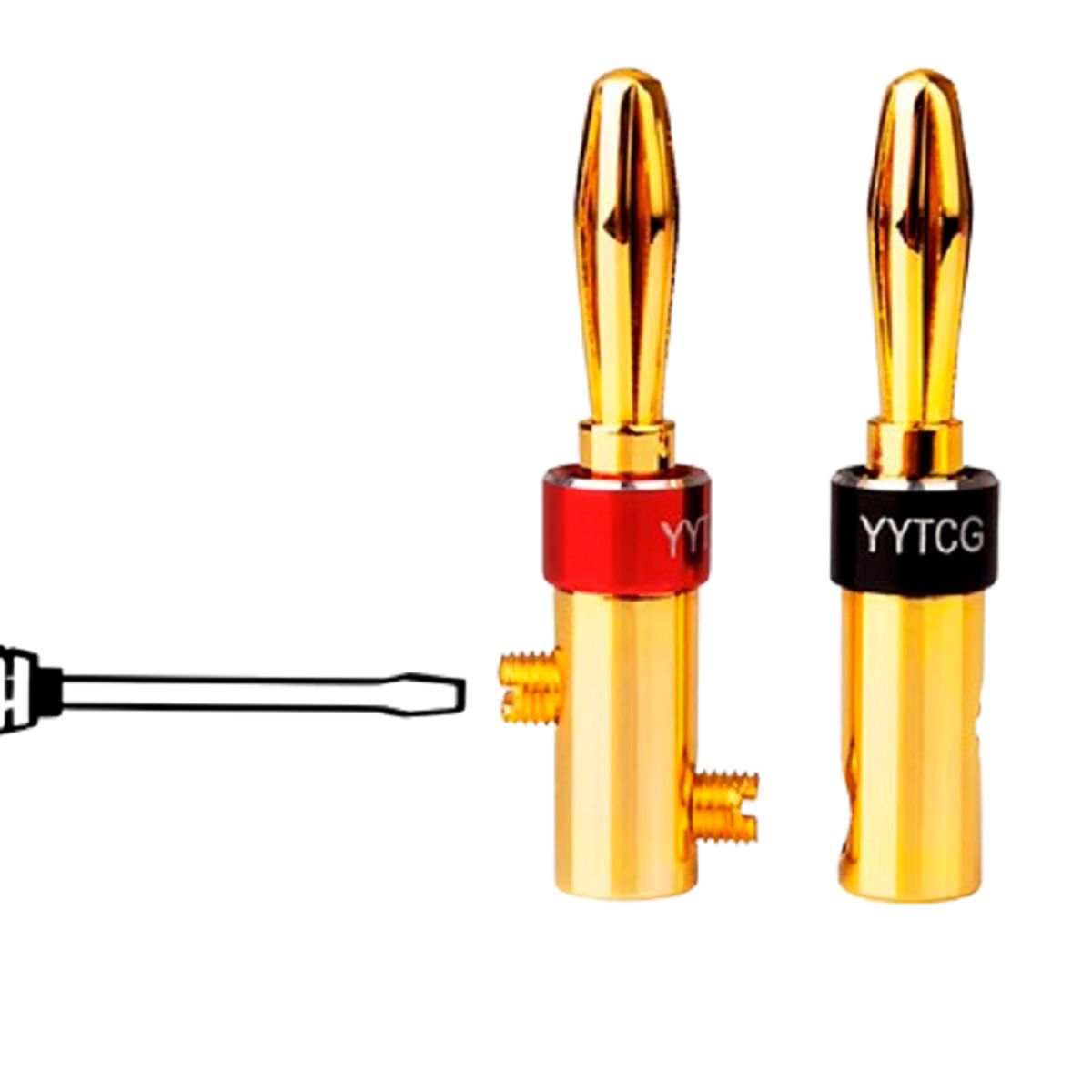 GENERICO - Conector Audio Banana 4 Piezas Original Enchufe