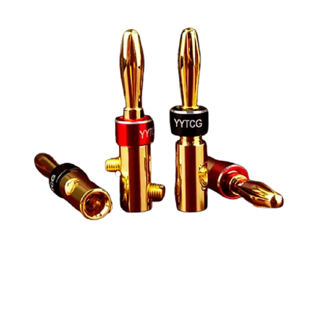 GENERICO - Conector Audio Banana 4 Piezas Original Enchufe