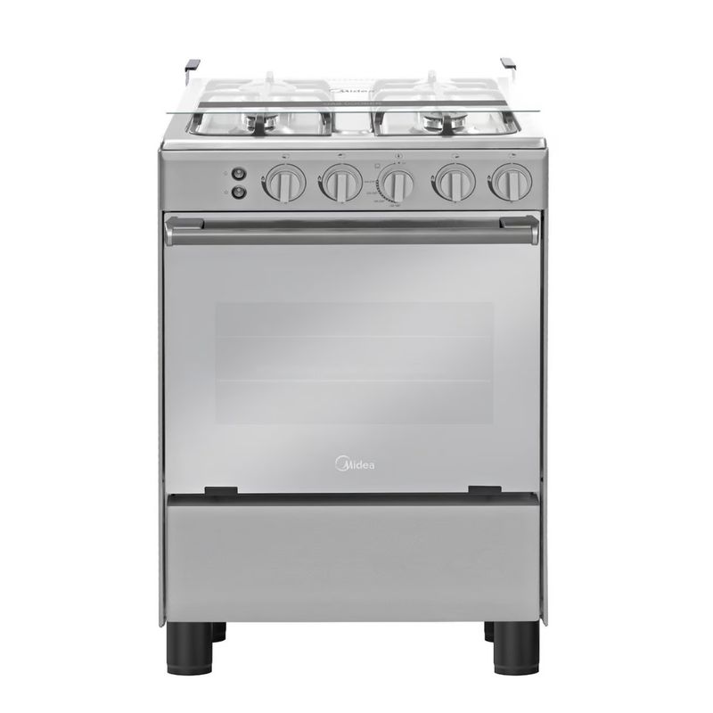 MIDEA - COCINA A GAS MIDEA 4 QUEMADORES PUERTA ESPEJO - SILVER
