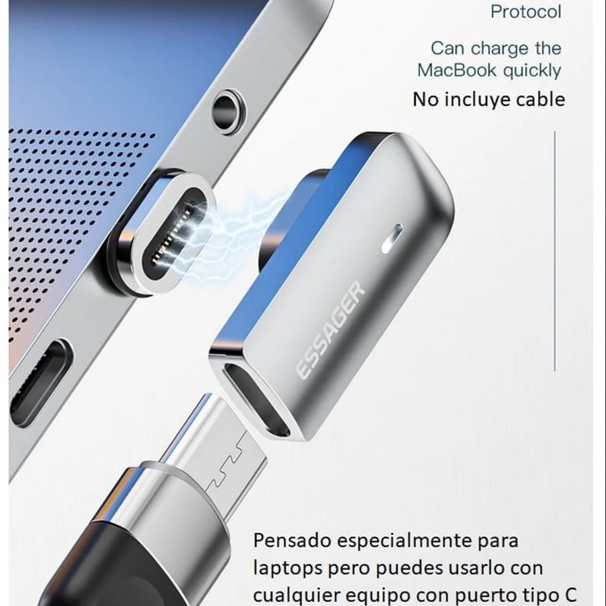 ESSAGER - Adaptador Magnetico tipo C - Para Laptops y Celulares - Essager