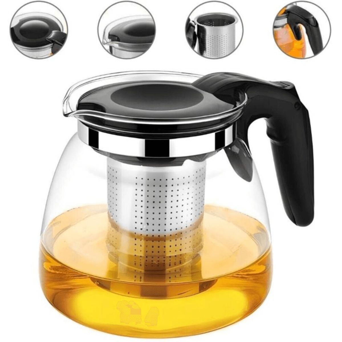 GENERICO - Tetera Transparente con Infusor Extraíble 700 ML