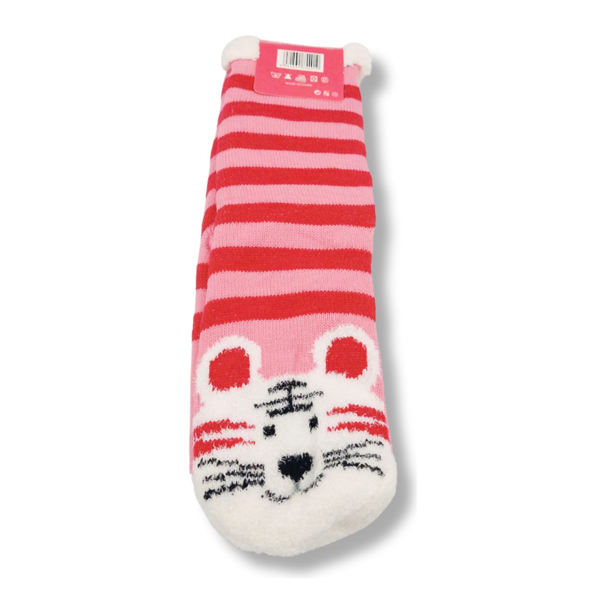 GENERICO - Media con Peluche interno Diseño de Tigre color Rosa