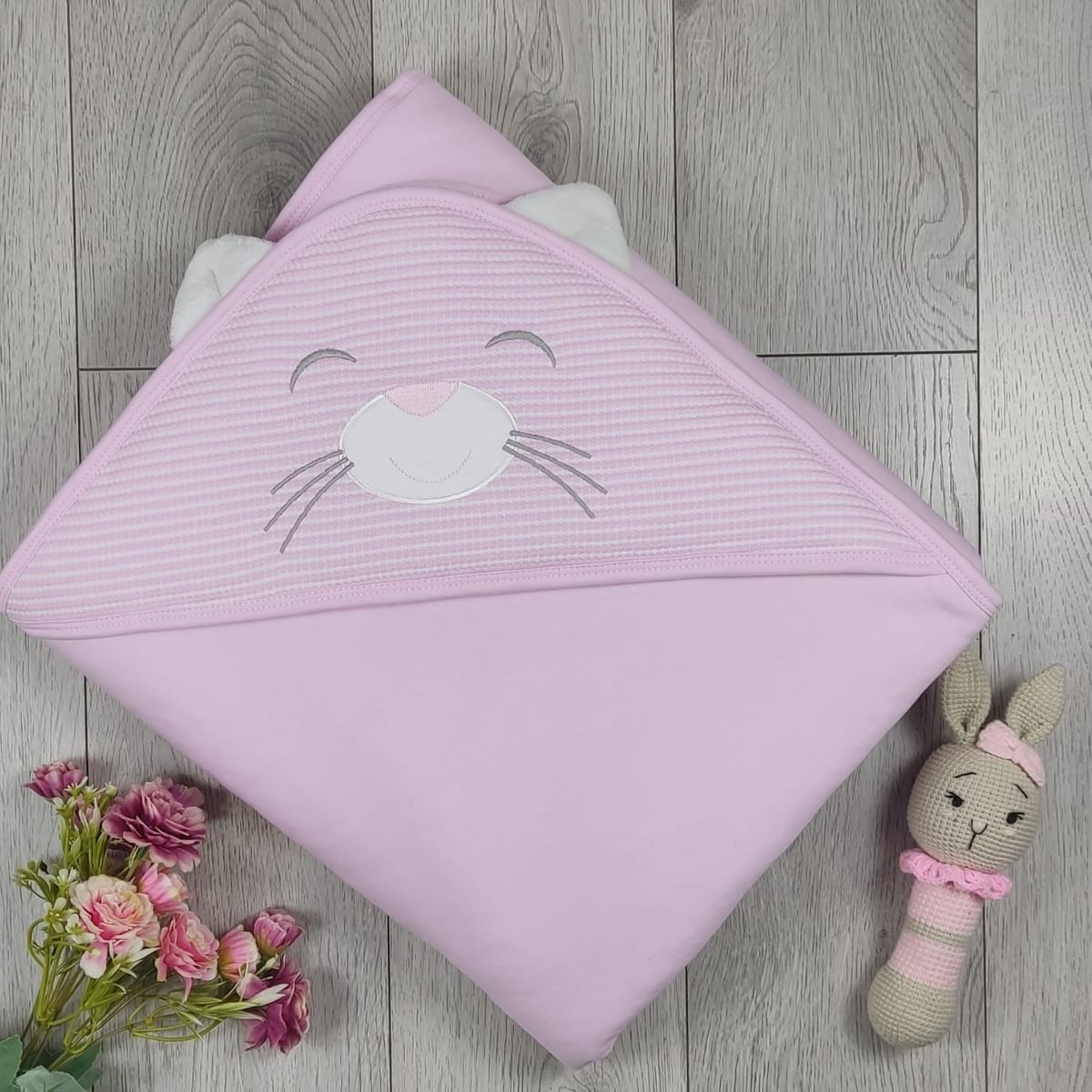 BANNITAS - Colcha de bebe Pop Corn Gata Rosada