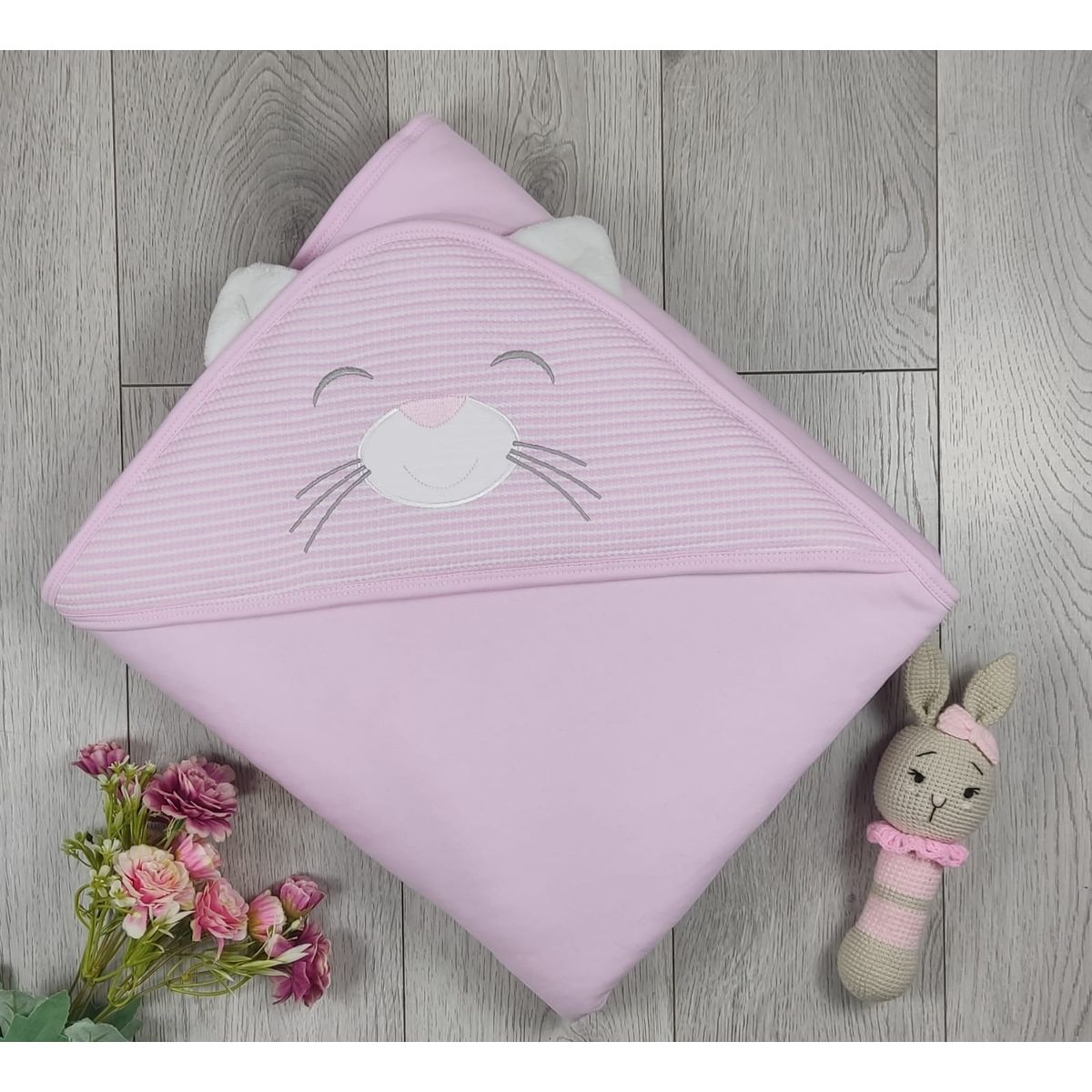 BANNITAS - Colcha de bebe Pop Corn Gata Rosada