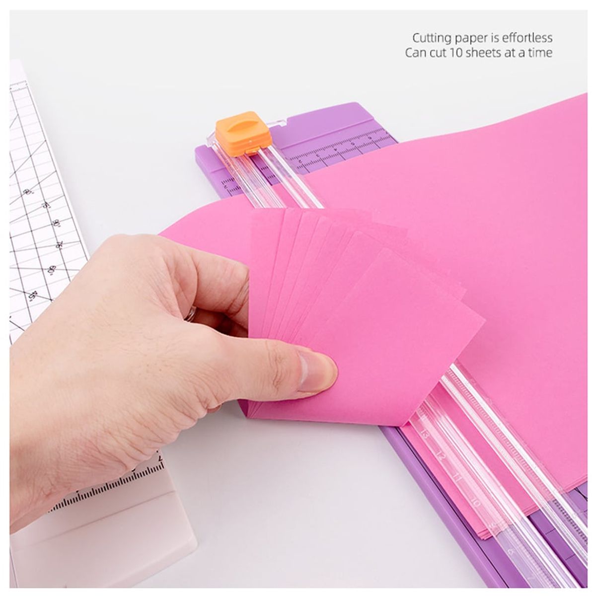 GENERICO - Guillotina Bidireccional Cortador Papel A4 Repuesto Rosado