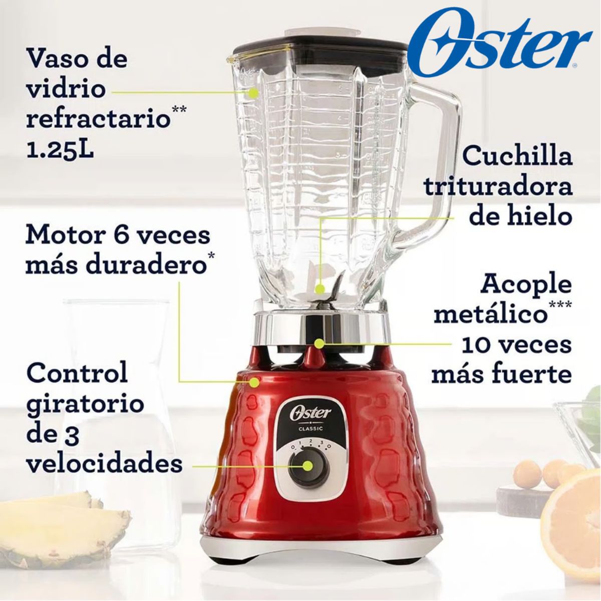OSTER - Licuadora Oster® 3 Velocidades BLST4126R053 Roja