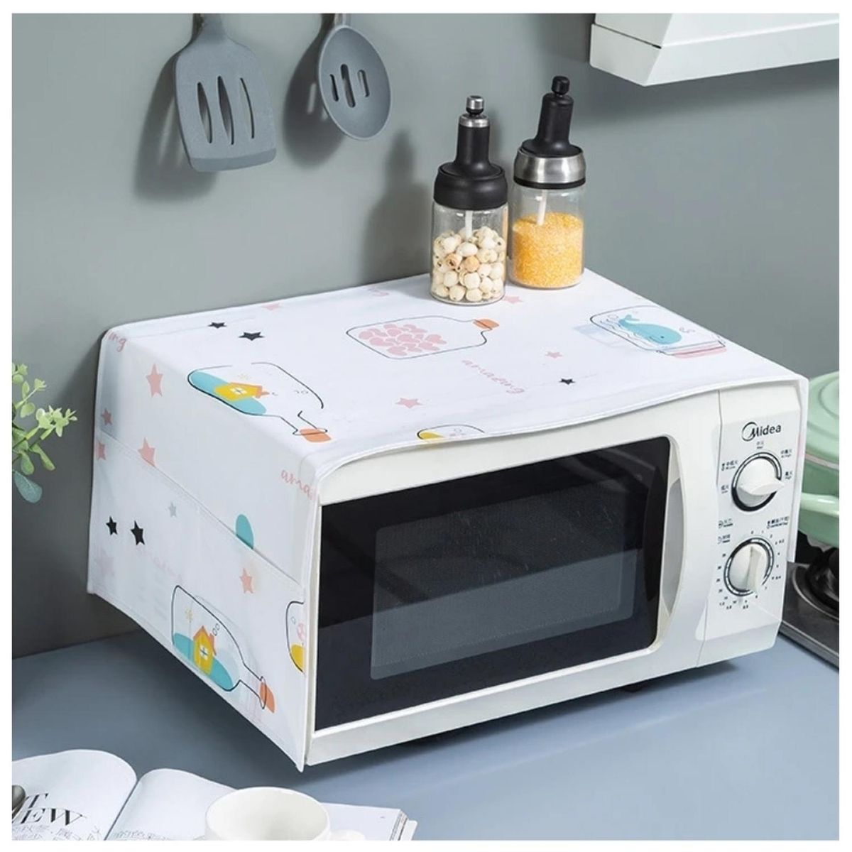 MINARI - Funda Protector de Microondas con Bolsillos - Diseño aleatorio FM3