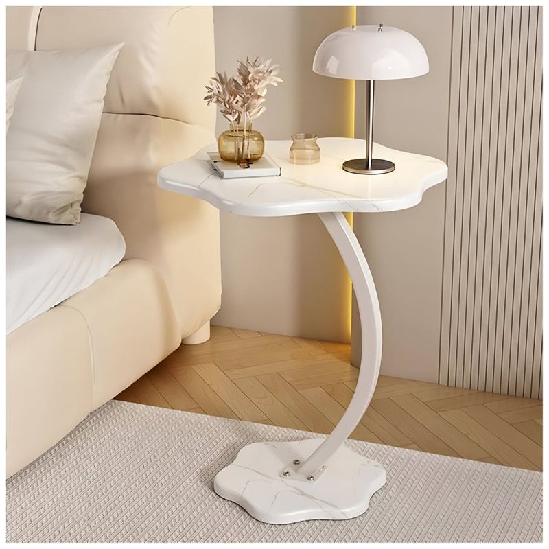 MINARI - Mesa Auxiliar Elegante y Moderna Diseño Flor en Forma de C BL MC6