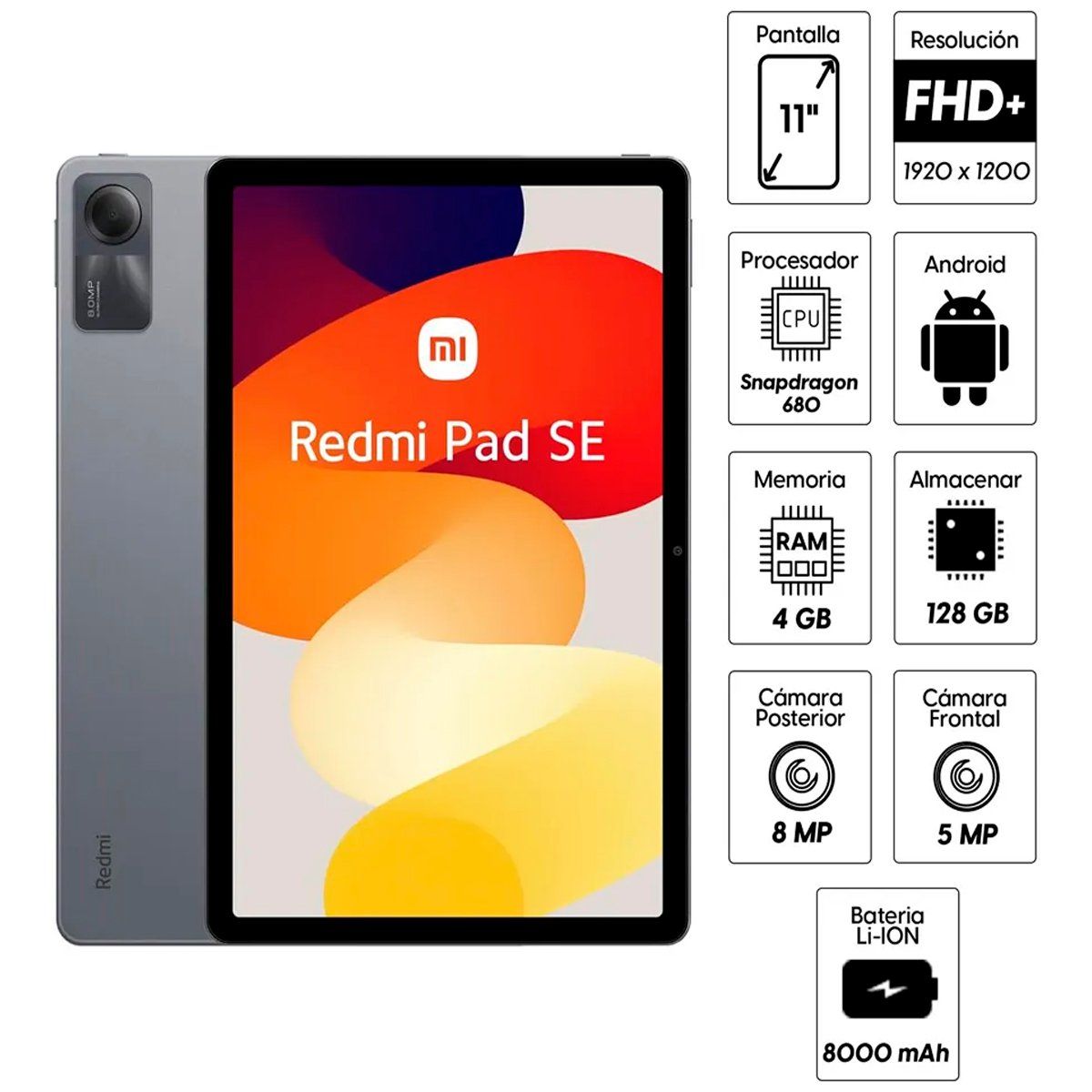 XIAOMI - Redmi Pad Se 128GB 4GB Ram Gris + Lápiz Wiwu Pencil One Blanco