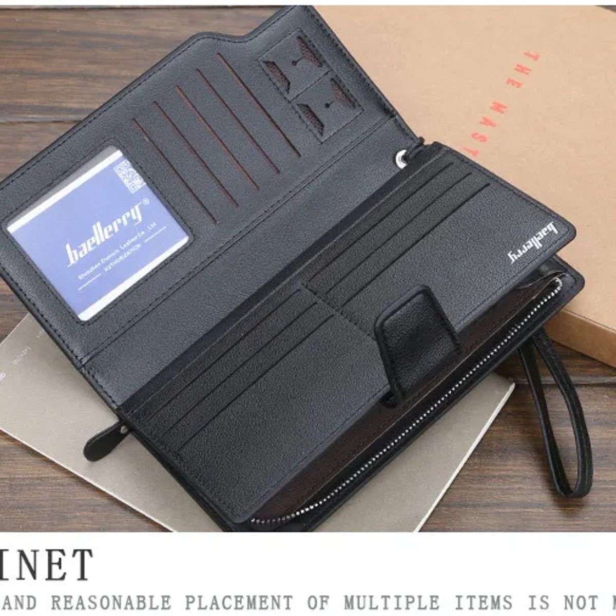 GENERICO - Billetera Baellerry Grande Negro Unisex CueroPU Cartera Regalo Genieka