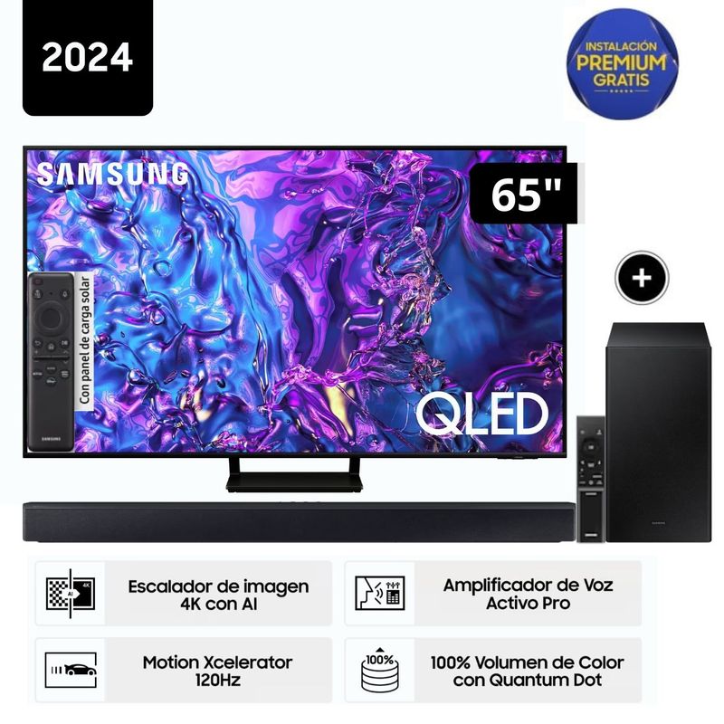 SAMSUNG - Televisor Samsung QLED 65" Tizen OS Smart Tv 4K 65Q70D +  Soundbar HW - C450