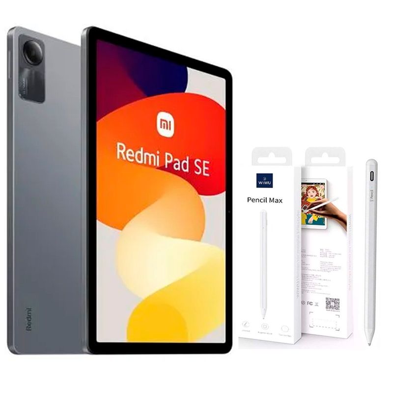 XIAOMI - Redmi Pad Se 128GB 4GB Ram Gris + Lápiz Wiwu Pencil Max Blanco