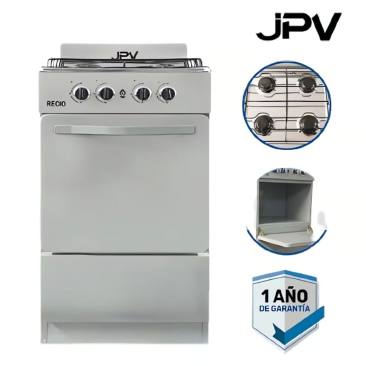 JPV - COCINA DE PIE JPV A GAS 4 HORNILLAS CROMA - RECIO