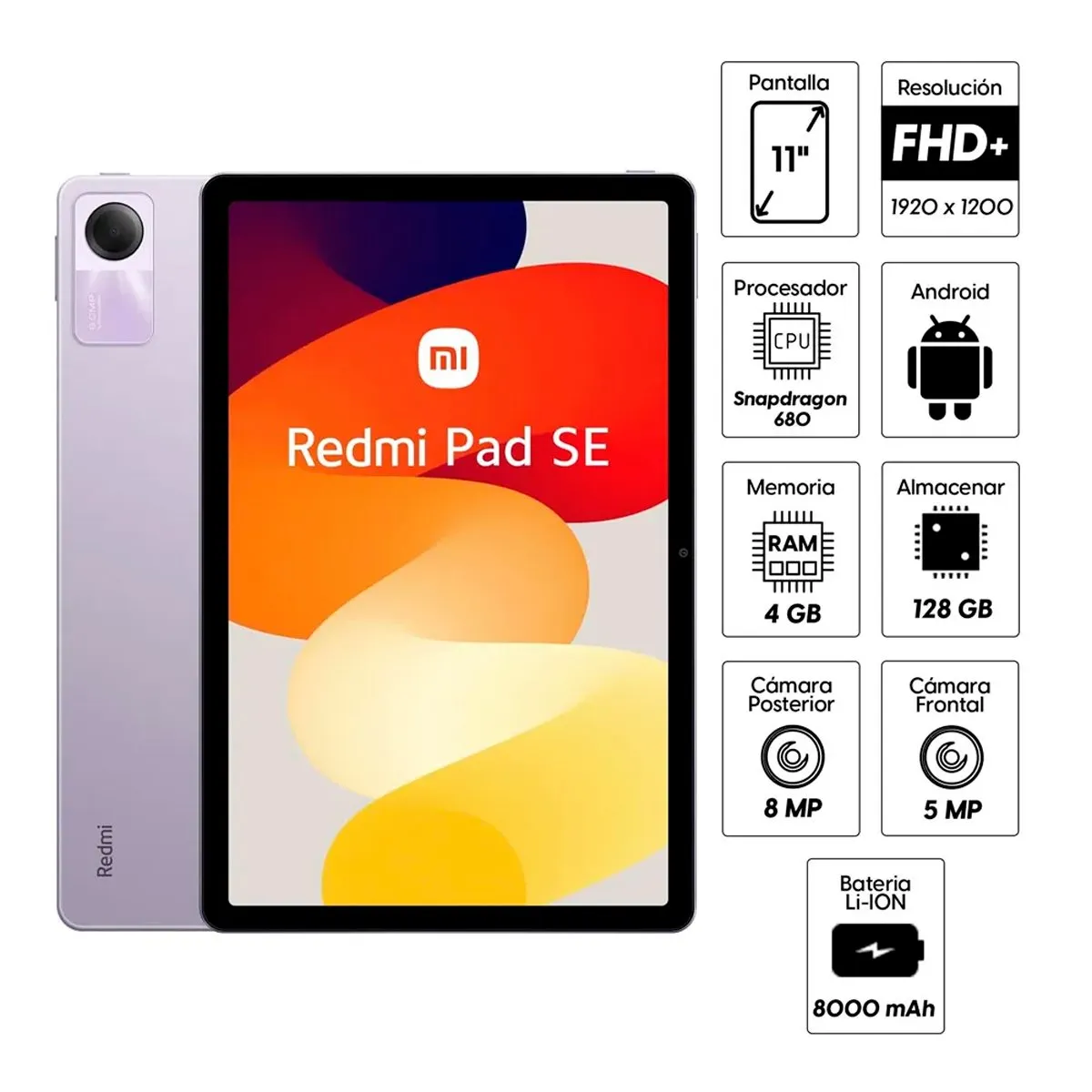 XIAOMI - Tablet Xiaomi Redmi Pad Se 4GB 128G 11 Pulg Full Hd - - Púrpura