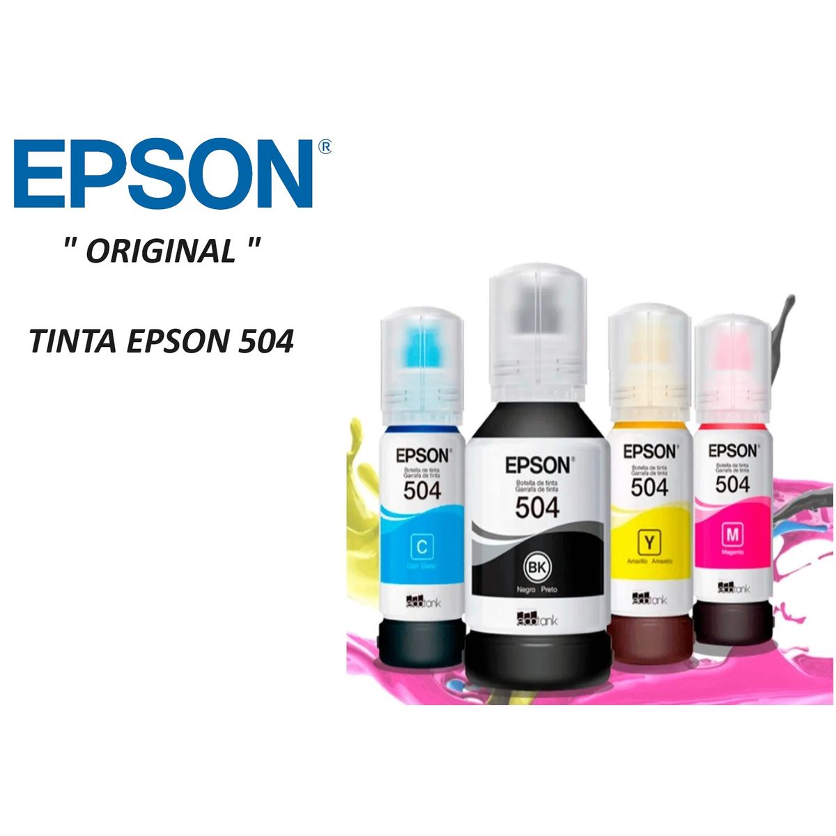 EPSON - KIT TINTA EPSON 504 cyan,yelow magenta negro tinta para epson L4260