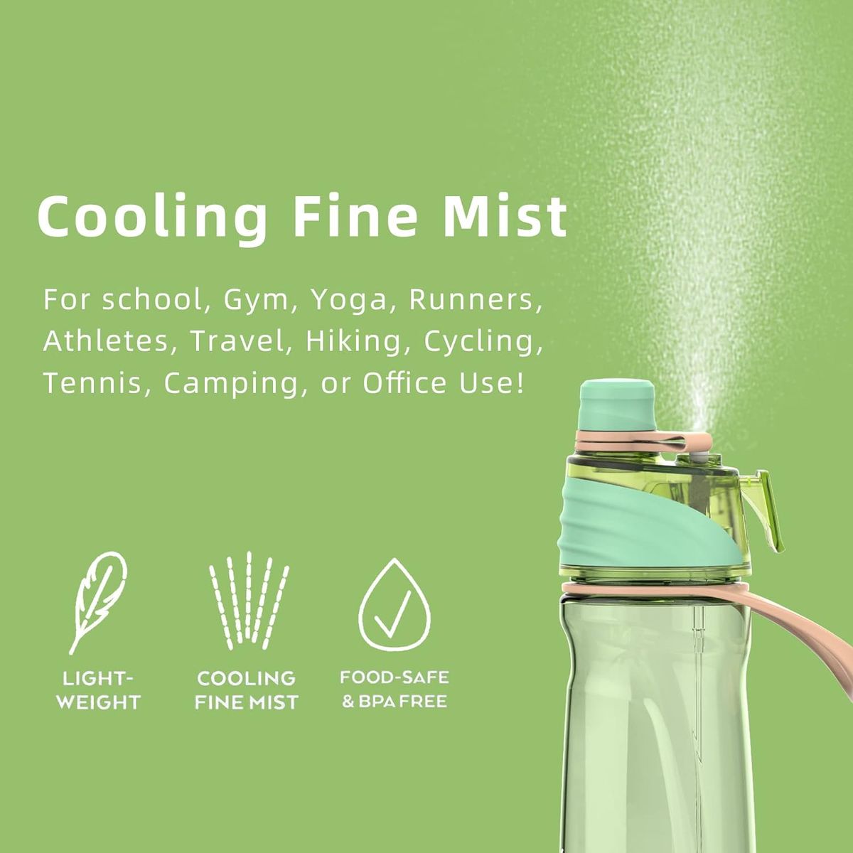 FJBOTTLE - FJBottle - Botella de agua de tritán con spray 947ml - Verde