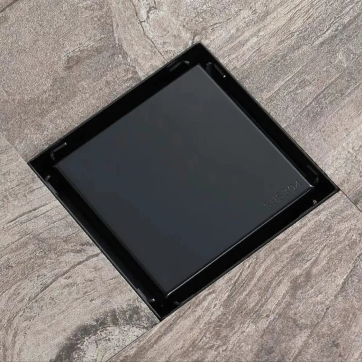 GENERICO - Sumidero Desague Reversible 10x10cm Negro Mate de Acero SUS304