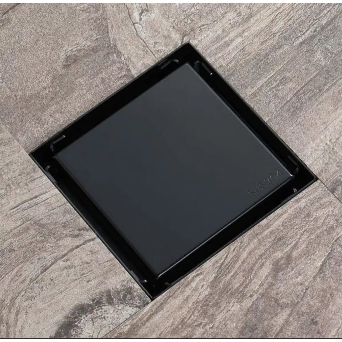 GENERICO - Sumidero Desague Reversible 10x10cm Negro Mate de Acero SUS304