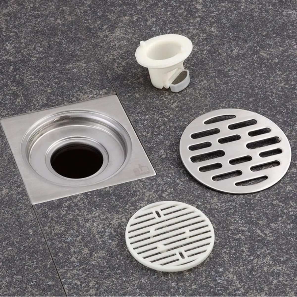 GENERICO - Sumidero Rejilla de Acero Inoxidable Cromado SUS304 10x10cm