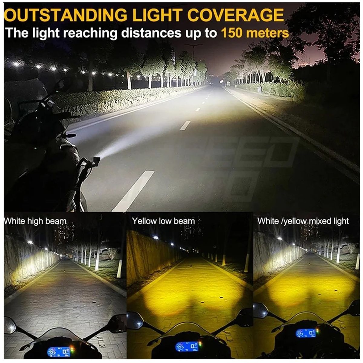 GENERICO - Par Focos Auxiliares Lupa Led Bicolor Niebla Moto Auto