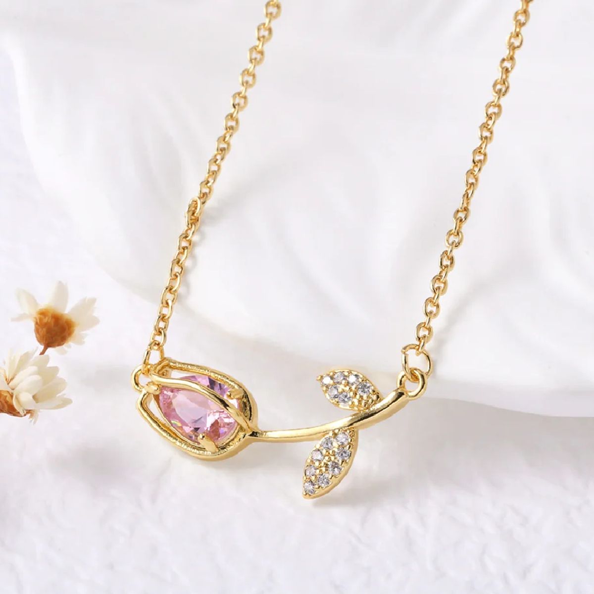 NO LOGO - Collar De Mujer De Tulipan Regalo Especial Acero Inoxidable