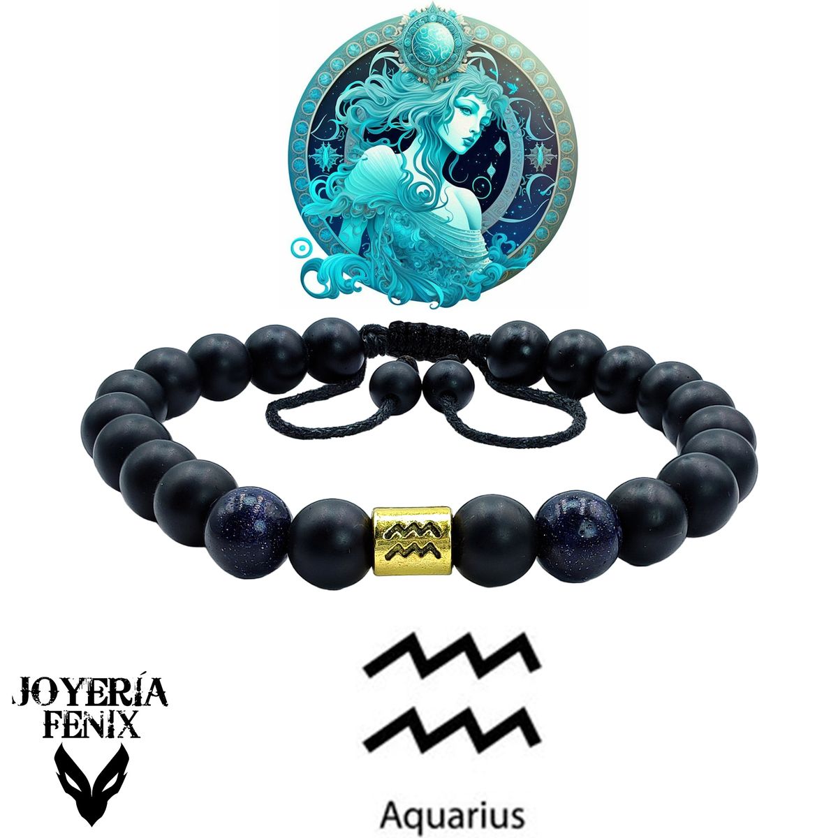 JOYERIA FENIX - Pulsera Zodiacal Piedra Natural 8mm -  Joyería Fénix