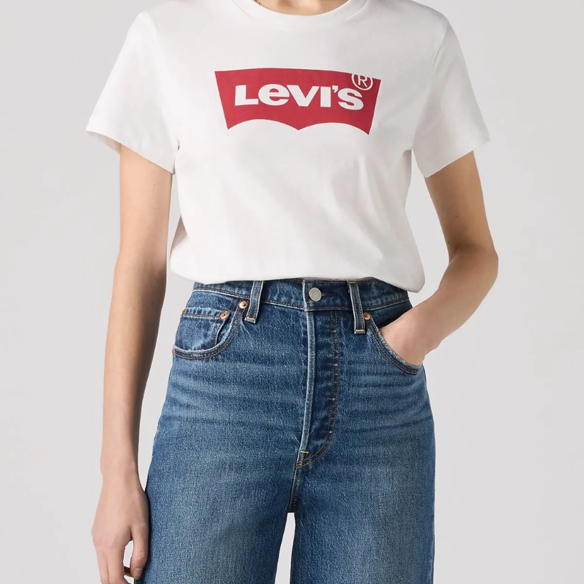 LEVIS - Polo Mujer Lisa Logo Batwing Blanco Levis