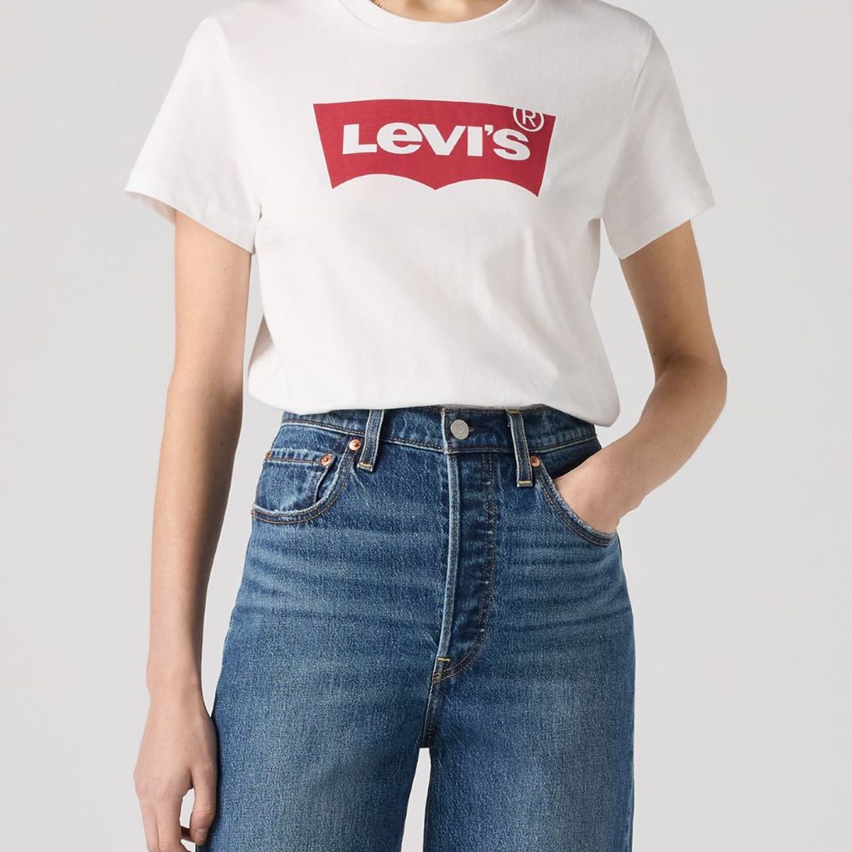 LEVIS - Polo Mujer Lisa Logo Batwing Blanco Levis