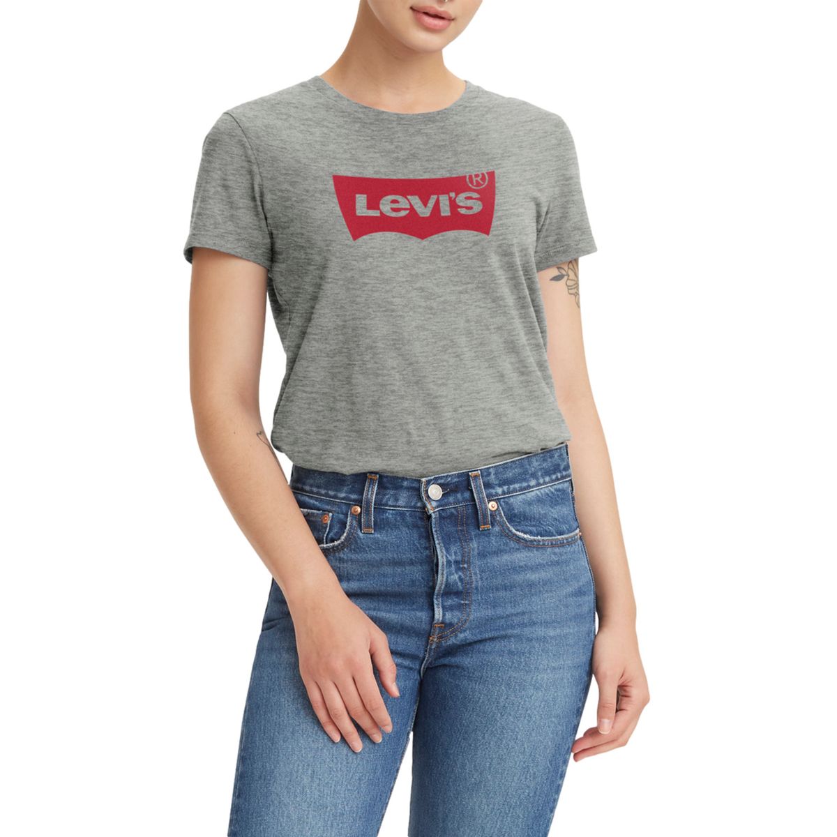 LEVIS - Polo Mujer Lisa Logo Batwing Gris Levis
