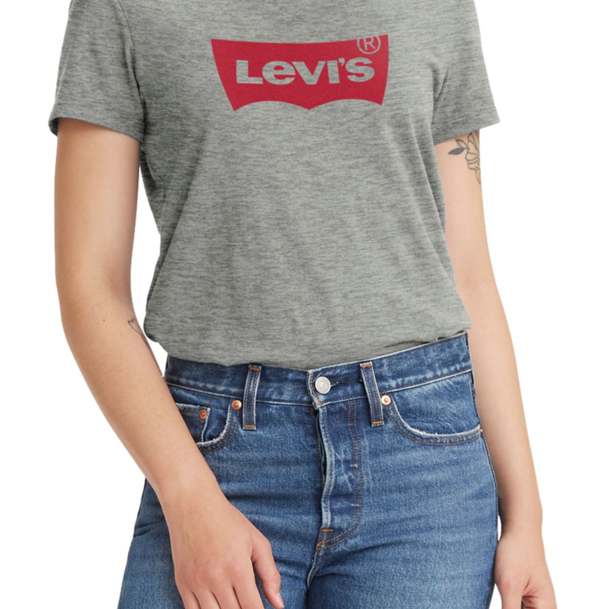 LEVIS - Polo Mujer Lisa Logo Batwing Gris Levis