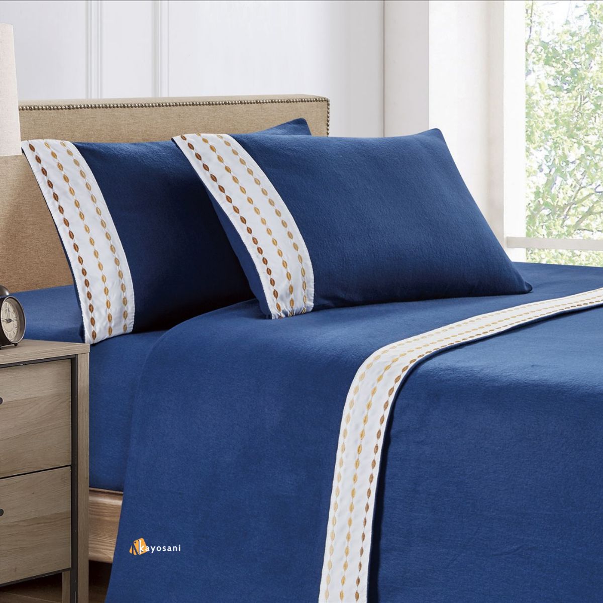 CASATEX - Set de Sabanas Polar Bordada Ultra Suave de 4 Piezas 2 Plazas