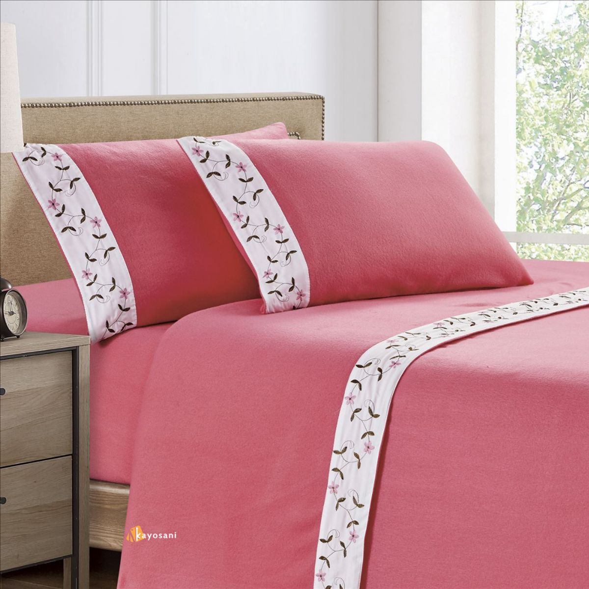 CASATEX - Set de Sabanas Polar Bordada Ultra Suave de 4 Piezas 2 Plazas