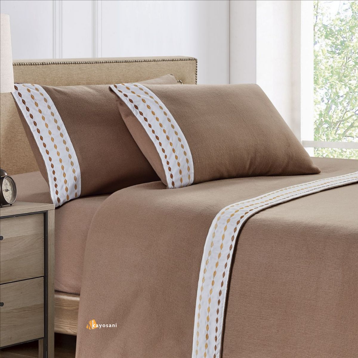 CASATEX - Set de Sabanas Polar Bordada Ultra Suave de 4 Piezas 2 Plazas