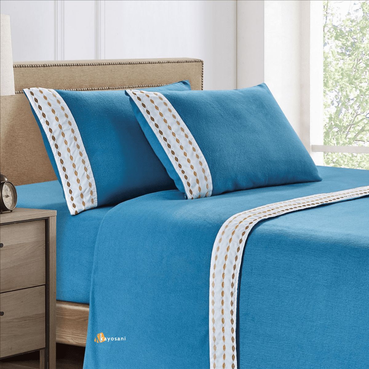 CASATEX - Set de Sabanas Polar Bordada Ultra Suave de 4 Piezas 2 Plazas