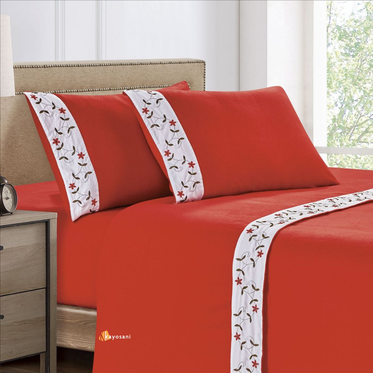 CASATEX - Set de Sabanas Polar Bordada Ultra Suave de 4 Piezas 2 Plazas